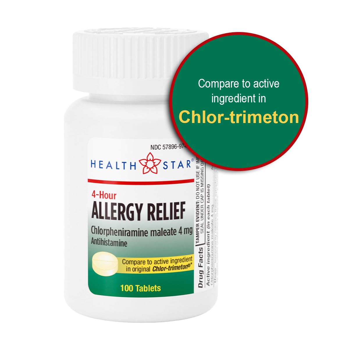 GeriCare Allergy Relief Chlorpheniramine Maleate 4 mg, Antihistamine Tablets, 100 Count (Pack of 1) — Amazon image 5