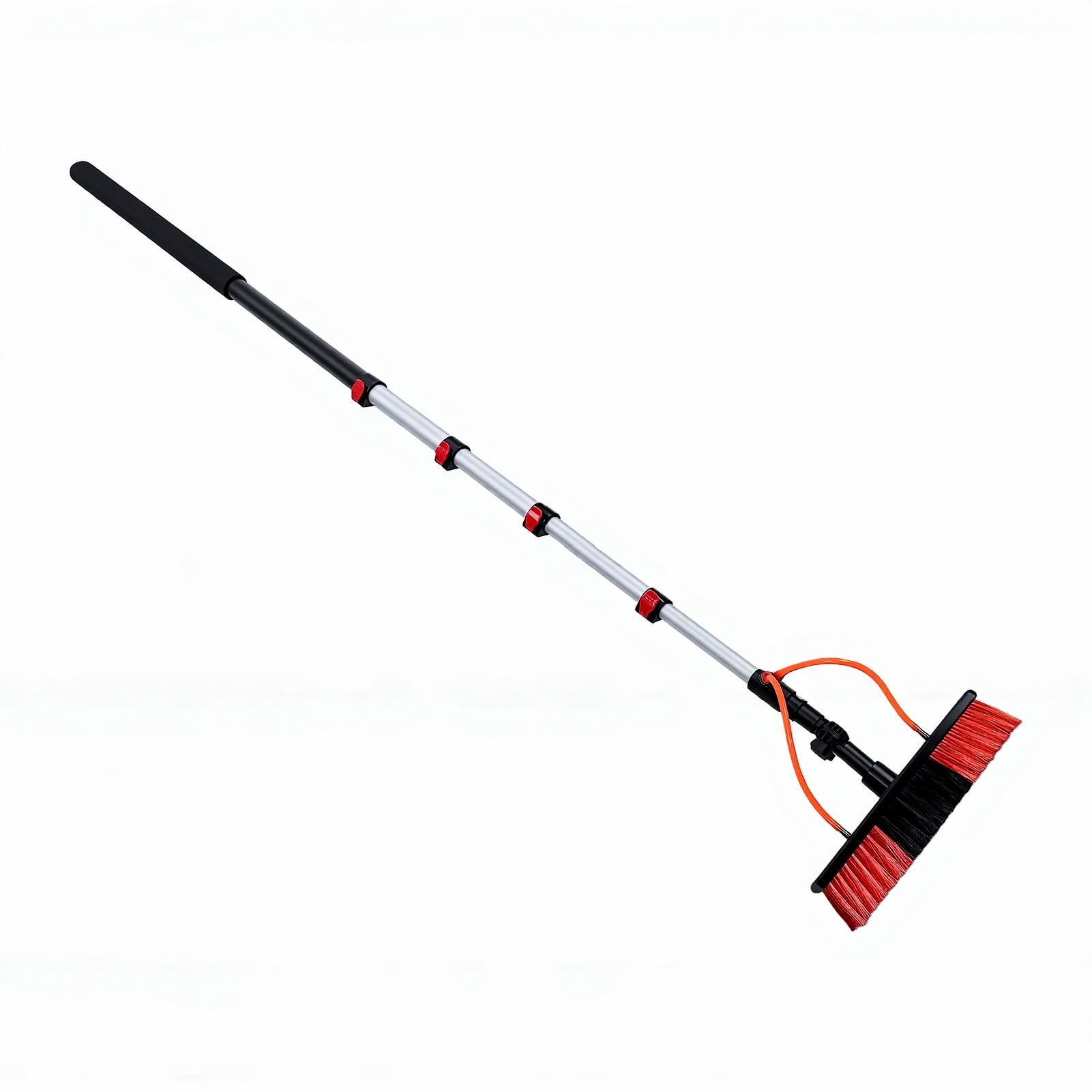 Ausla Kit Spazzola per la Pulizia del Pannello Solare, di Pali Alimentati Ad Acqua in Alluminio ABS PC, Palo Telescopico a 5 Sezioni da 15 Piedi, Spazzola da 35 Cm, per Pannelli Solari, Finestre,