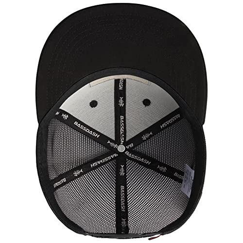Image of BASSDASH Flat Brim Trucker Cap Adjustable Snapback Hat Mesh Back for Men Women