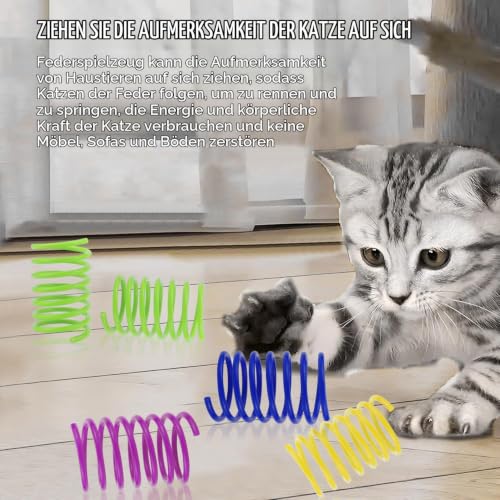 Katzenspielzeug, 100 Stück, Federspielzeug aus Kunststoff, bunt – Bild 4