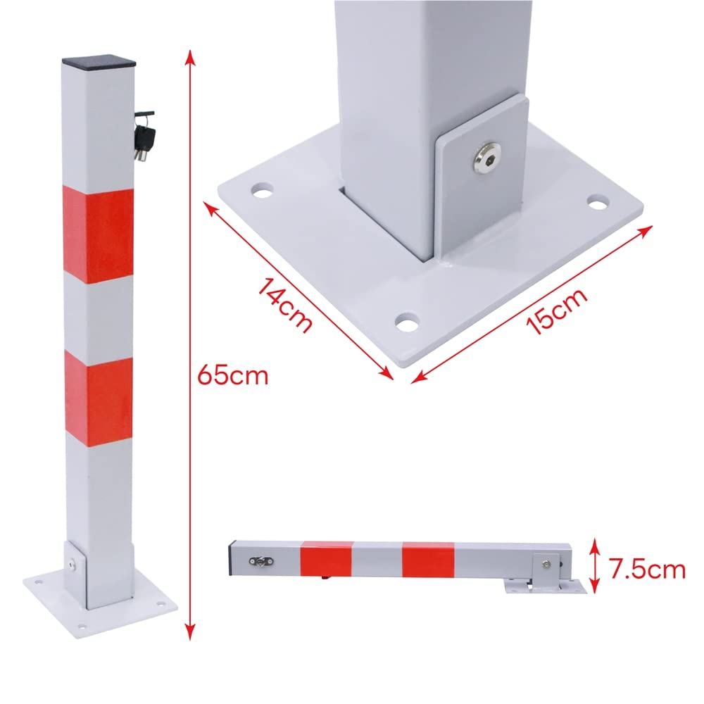 Melko Poteau de parking pliable avec 3 clés et ancrage au sol