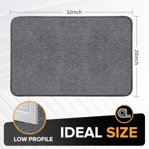 Mibao Fußmatte Innen 50 x 80 cm, Schmutzfangmatte für den Eingangsbereich, Türmatte, rutschfeste, Super Saugfähige Willkommen Matte Teppich für Haustür, Hintertür, Schuhe und Pfoten, Grau