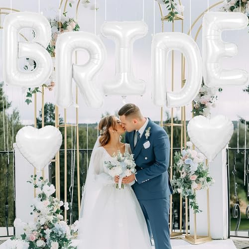 Image of 40 Inch White BRIDE Letter Balloons, Bride to Be Bridal Shower Decorations