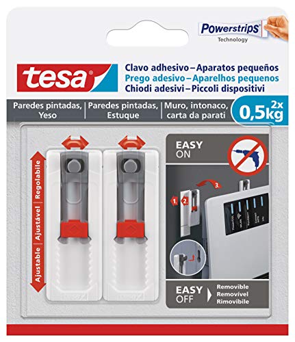 tesa 1 Clavos Adhesivos Para Papel Pintado Y Yeso, Blanco, Talla Única