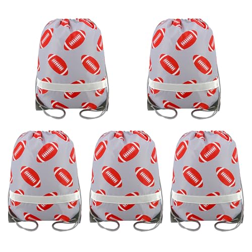 5 Pieces Football Drawstring Bags Backpacks for Team, Reflective String Bag for Gym Sport