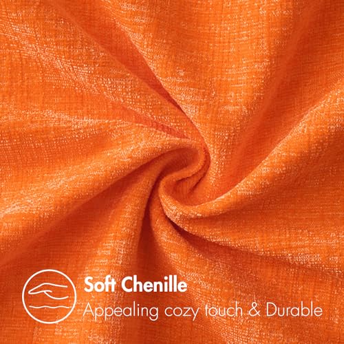 Image of MIULEE Pack of 2 Bright Orange Throw Pillow Covers 20x20 Inch Soft Chenille Pillow Covers for Sofa Living Room Couch Fall Home Decor Solid Dyed Cases