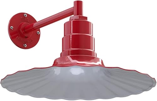 Miniatura 34 de Steel Lighting Co. Highland Park - Luz de granero | Montada en la pared al aire libre | Onda radial de 16 pulgadas | Cuello de cisne de 23 pulgadas