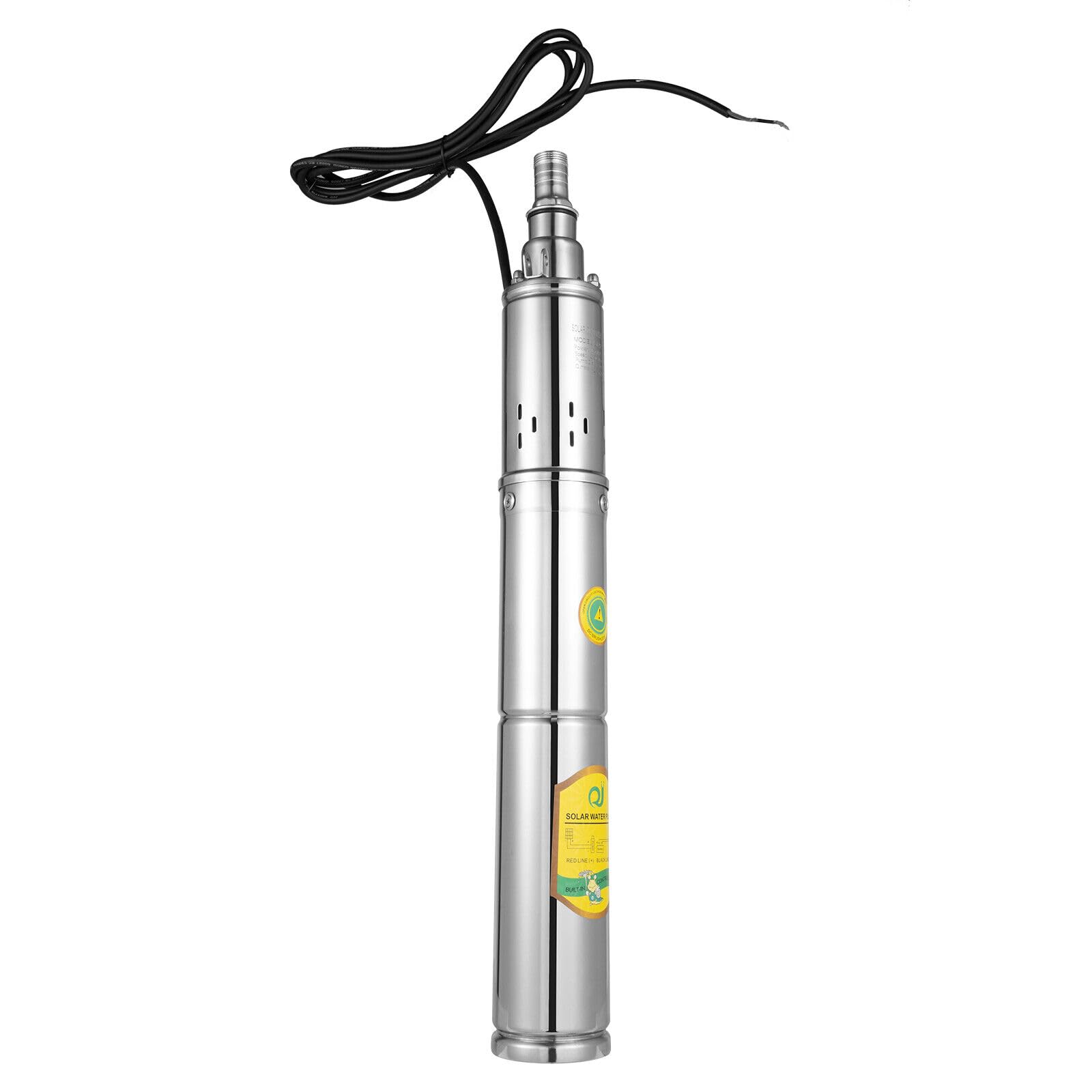 Bomba sumergible de 24 V 370 W, bomba para pozos profundos, bomba sumergible de acero inoxidable, bomba sumergible solar, hasta 65 m1,8 m³/h para riego agrícola piscina jardín.