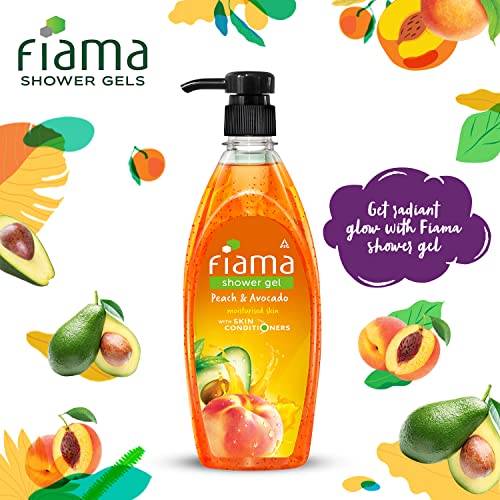 Image of Fiama Shower Gel Peach & Avocado, Body Wash, 500 ml pump & Fiama Gel Bar Celebration Pack, 125g Soap (Buy 4 Get 1 Free)