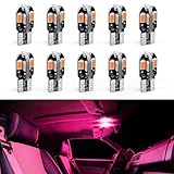 Hbxdeco 10PCS T10 LED Bulb, 12V 8000K Super Bright LED Light Bulb, 5730 8SMD Replacement Bulbs for Read Lights License Plate Lights Roof Lights Trunk Light, Universal Car Accessories (Pink)