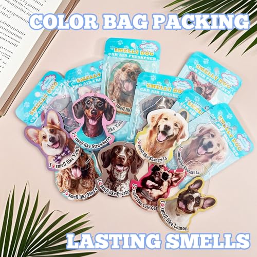 Image of 14 Pack Long Lasting Bulk Car Fresheners Hanging Cute Dog Design Car Fragrance Refresher Gifts for Dog Lovers