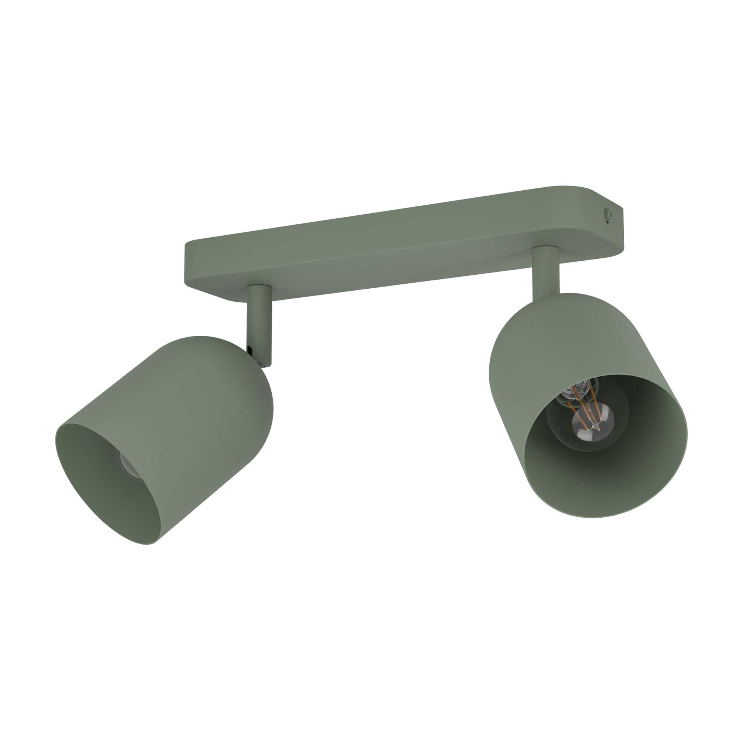 EGLO Deckenlampe 2-flammig Tilston, Deckenstrahler Wohnzimmer, Spot Deckenleuchte aus Stahl in Dunkelgrün, E14 Fassung
