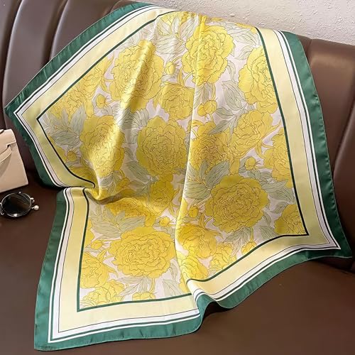 Mettclasi 27.5" Women's Fashion Pattern Silk Feeling Scarf Square Satin Head Scarf Bandana for Hair Wrapping2