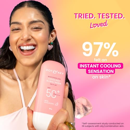 Image of Dot & Key Watermelon Luminous Skin Care Combo (Watermelon Sunscreen SPF 50 PA+++ 50gm & Watermelon Moisturizer 60 ml) | For Normal, Oily & Combination Skin | Controls Excess Oil | For UV /UVA Protect
