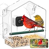 Svanur Window Bird Feeder with Camera,Wild Bird Feeders for Outdoors,AI Identify & Auto Capture Bird Feeder for Viewing,Strong Suction Cups,Real-Time Alerts