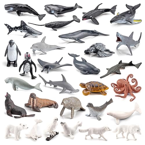 LUFEIS Animales de Juguete, 30pcs Figuras De Animales del Océano, Animales de Juguete En Miniatura, Figuras de Animales Polares, Animales Miniatura, Juguetes educativos Regalo para decoración