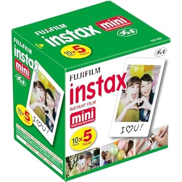 Fujifilm Instax Mini Filme Instantâneo, 10 folhas × 5 pacotes (total de 50 fotografias)