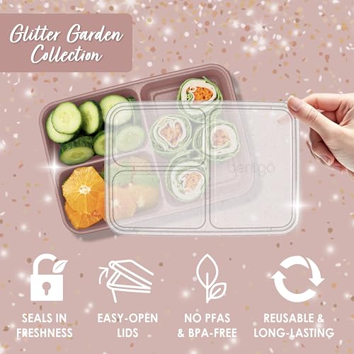 Bentgo Prep - 20-Piece 3-Compartment Reusable Meal Prep Containers with Lids, PFAS & BPA Free Materials, Durable, Microwave, Freezer, & Dishwasher Safe To Go Food Storage (Rosette Glitter) - Image 5