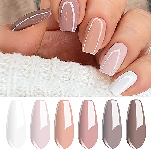 Vishine Gel Nail Polish Kit - 6 Colors Classic Nudes Series Natural Skin Tone, Trendy Pigmented Daily Nail Gel Shades Nail Art at All Seasons