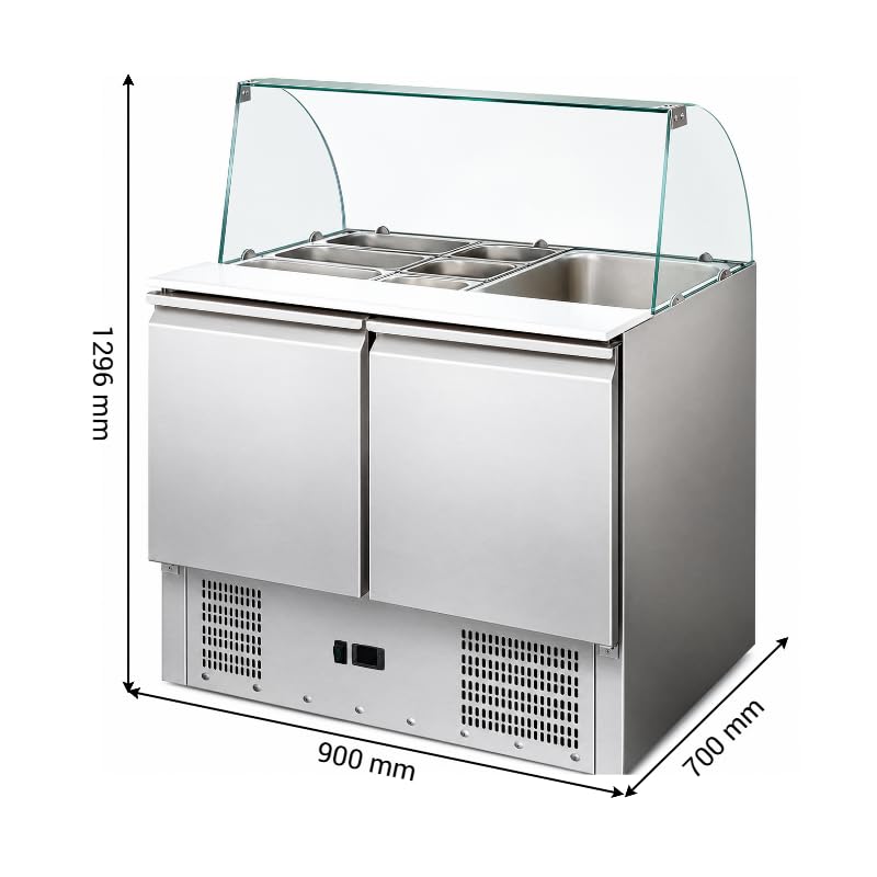 Générique Saladetta refrigerata con vetro bombato 2 porte GN 1/1 – 240L – Piano in polietilene