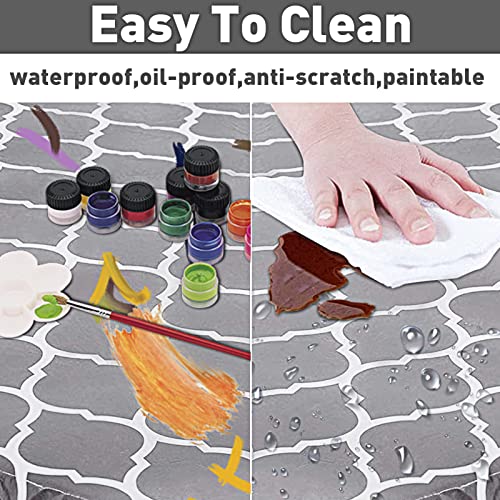 Picnic Table Cover With Bench Covers Vinyl Tablecloth With Elastic Band And Flannel Backing Fitted Table Covers For 6 Foot Rectangle Tables-For Outdoor/Bbq/Camping(30 X 72 Inch,3-Pcs,Grey Morocco) #TOP2