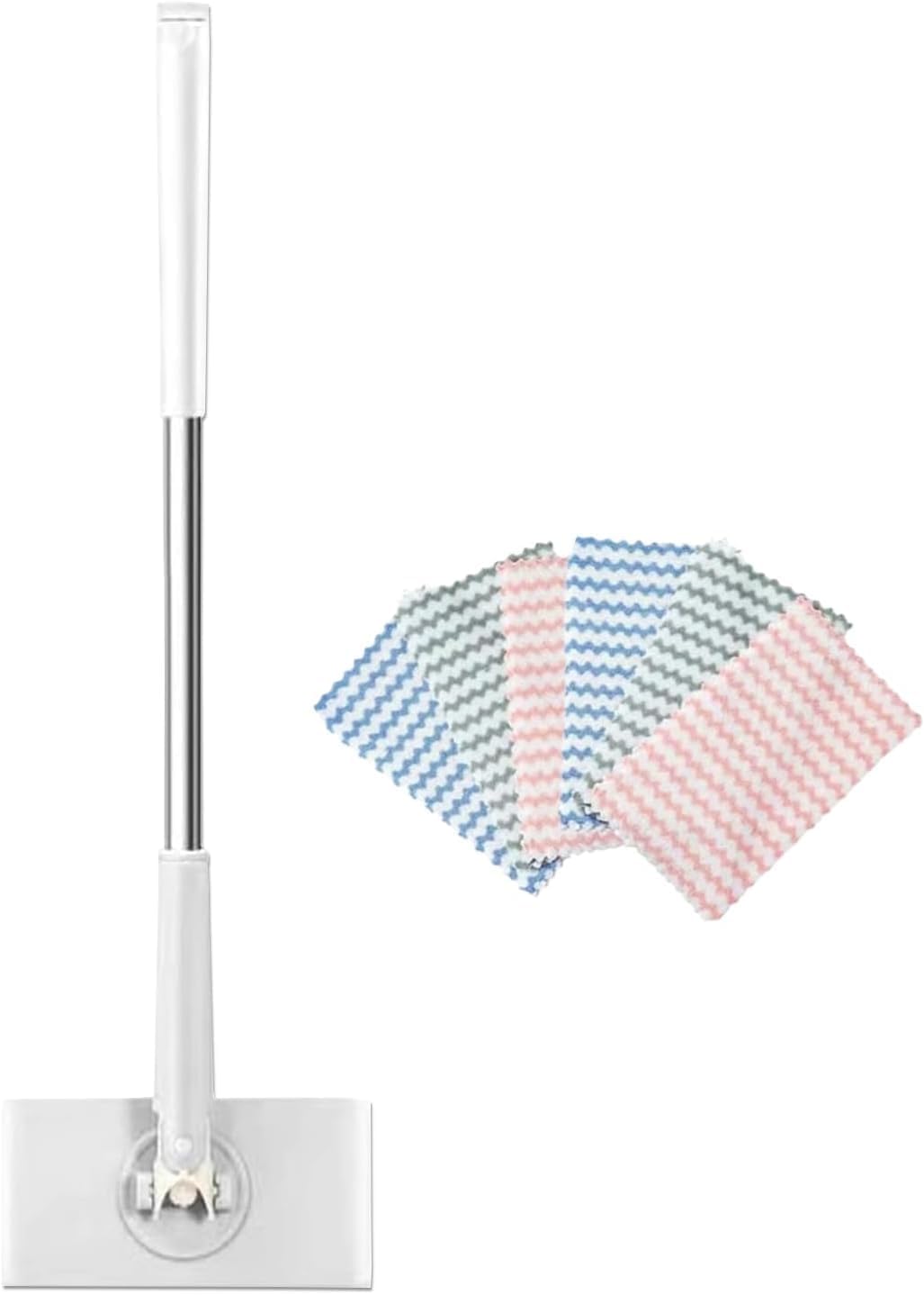 Snap Grip Mini Mop,Convenient Cloth Changing Mini Mop,Retractable Gap Dust Cleaner Flat Mops with Locking Head &Sweeping Cloths,（1mop + 5random Color Rags (Purple)