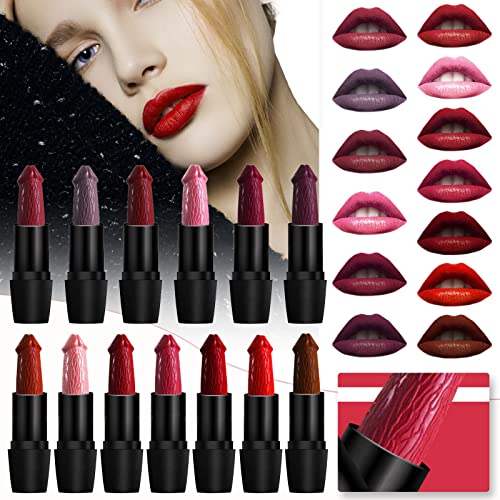 Sagton Mushroom Head Lipstick for Women, Highly-Pigmented Plush Rush Lipstick Velvet Matte Lipstick Lip Color Lip Glosses Lip Liner Makeup for Girl Valentine's Gifts (B)