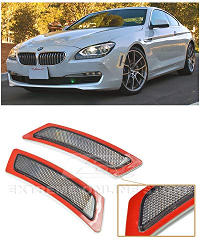 Replacement For 2012-Present BMW F06 F12 F13 6-Series BASE Models | Factory Style Front Bumper Fender Reflector Side Marker Lights Turn Signal Lamps (Crystal Smoke)