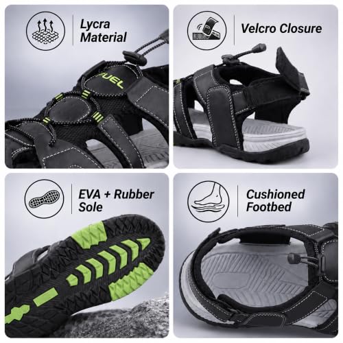 Image of FUEL Warrior Men's Fisherman Sandals - Comfortable, Breathable & Flexible Outdoor Sandals with Protective Toe, Anti-Skid Sole - Stylish Casual Beach & Sports Footwear