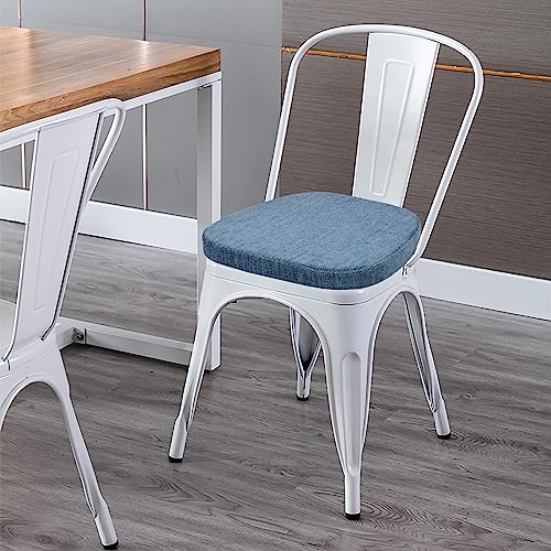 Baibu 14X14 Inches Metal Chairs Cushions With Ties, Non-Slip Metal Dining Chair Pads Kitchen Chair Cushions With Machine Washable Cover - Set Of 2 (Blue, 14X14X1.5In) #TOP5