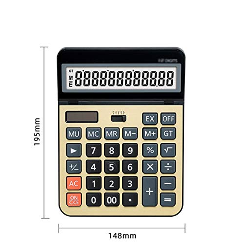 Calcolatrice da Tavolo di Base con Funzione Standard, Ampio Display, per casa e Ufficio, Doppia Alimentazione, Solare e Batteria