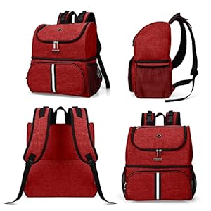 BAGLHER Pet Travel Bag, Double-Layer Pet Supplies Backpack (for All Pet Travel Supplies), Pet Travel Backpack with 2 Silicone Collapsible Bowls and 2 Food Baskets Red BAGLHER Pet Travel Bag Double Layer Pet Supplies Backpack for All Pet Travel Supplies Pet Travel Backpack with 2 Silicone Collapsible Bowls and 2 Food Baskets Red