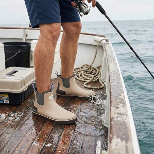 Image of Furuian Men's Deck Boots Waterproof Ankle Rain Boots Fishing Boots