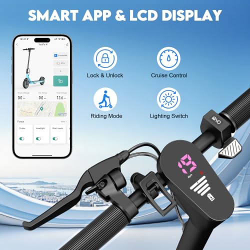 Image of Electric Scooter,8.5 inch /10 inch Solid Tires,UP to 19MPH,350W /500W Powerful Motor,20-31 Mile Range with Braking System,Foldable Lightweight Electric Scooter for Adults,Max Load 265 LBS,App Control