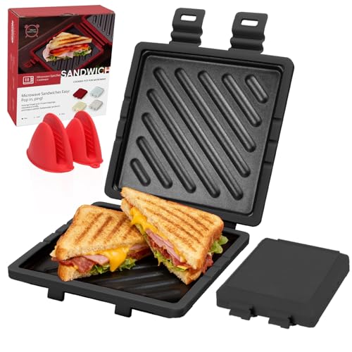 Image of Microwave Sandwich Maker, Microwave Toaster with Adjustable Silicone Strap, Removable Non-Stick Microwave Grilled Cheese Maker, Microwave Grill Crispy, Melted in Minutes for Travel, Office, Dorm, Home