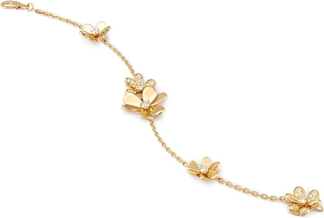 JDGEMSTONE Gold Three Leaf Clover Bracelet for Girl,Gold Clover Bracelet for Girls,Sterling Silver Bracelet,5A Cubic Zircona Bracelet,Gifts for Girls