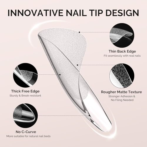 Image of MelodySusie Long Ballerina X Nail Tips - 600Pcs Clear Acrylic, Half Matte Full Cover Press on Nails for DIY Extension & Salon Use, 12 Sizes Pre-Shaped for Long-Lasting Manicure