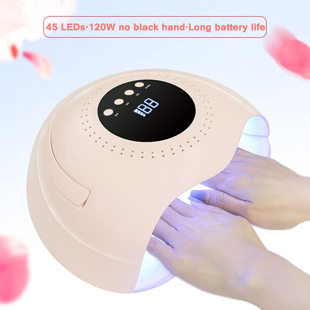 lamparas para uñas. Lámpara de uñas de gel inalámbrica de 120 W, lámpara de curado de secador de uñas LED recargable, luces de uñas de gel profesionales, herramientas de manicura for decoración de uña