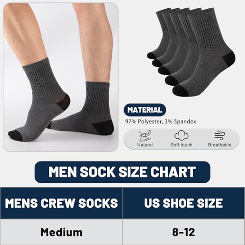 Image of 30 Pairs Men's Breathable Crew Socks - Soft Casual Comfort, Everyday Length Size 8-12 /12-16, Bulk Pack