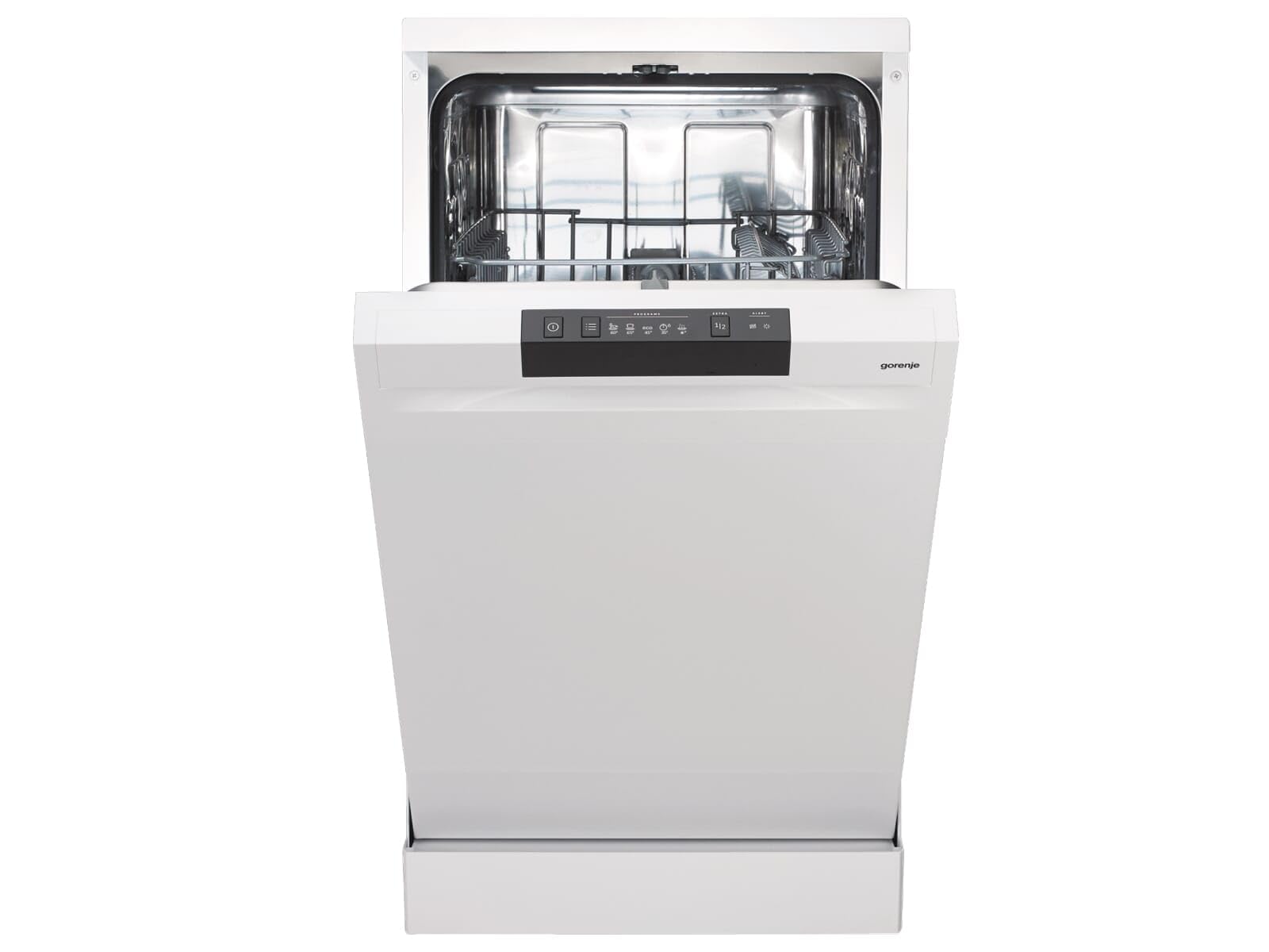 Gorenje GS 520 E15W - Lavavajillas independiente, 45 cm, 9 cubiertas, 5 programas, programa de limpieza de 1 h, cesta superior regulable, protección contra desbordamiento, color blanco