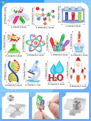image for JUNEBRUSHS 28 pcs Science Enamel Pins Funny Scientist Laboratory Theme