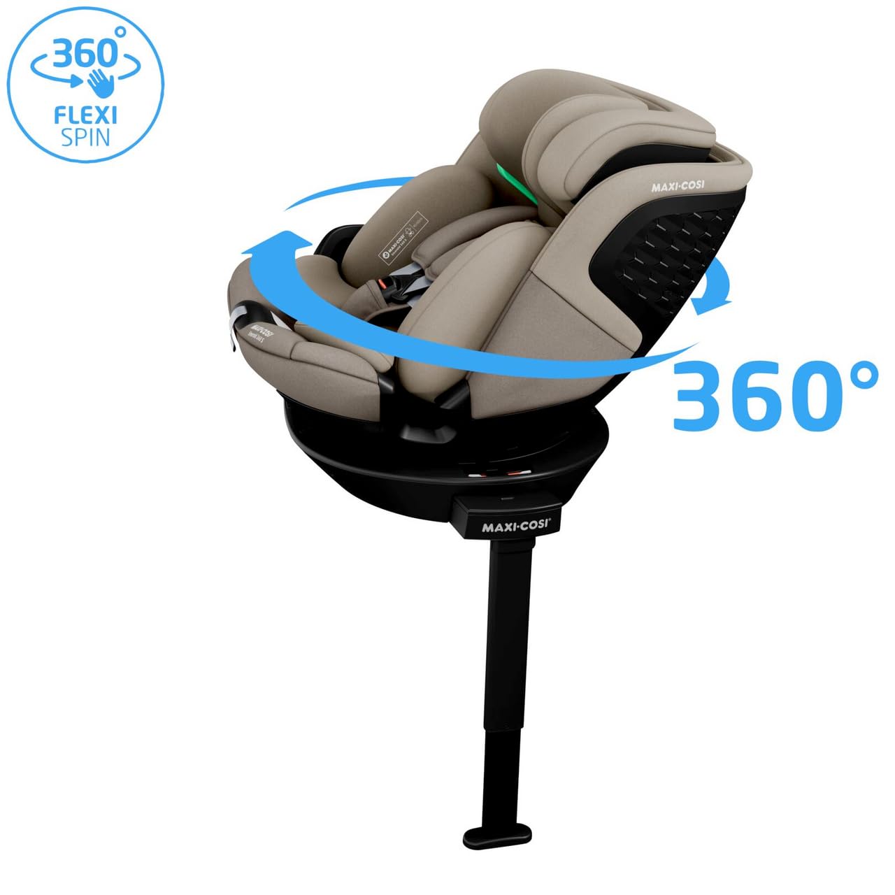 Maxi-Cosi Emerald 360 S i-Size, Silla coche 360 giratoria 0-12 años (40-150 cm), 360° FlexiSpin, Silla coche bebé, 4 posiciones reclinación, Protección contra impactos laterales G-CELL, Tonal Truffle