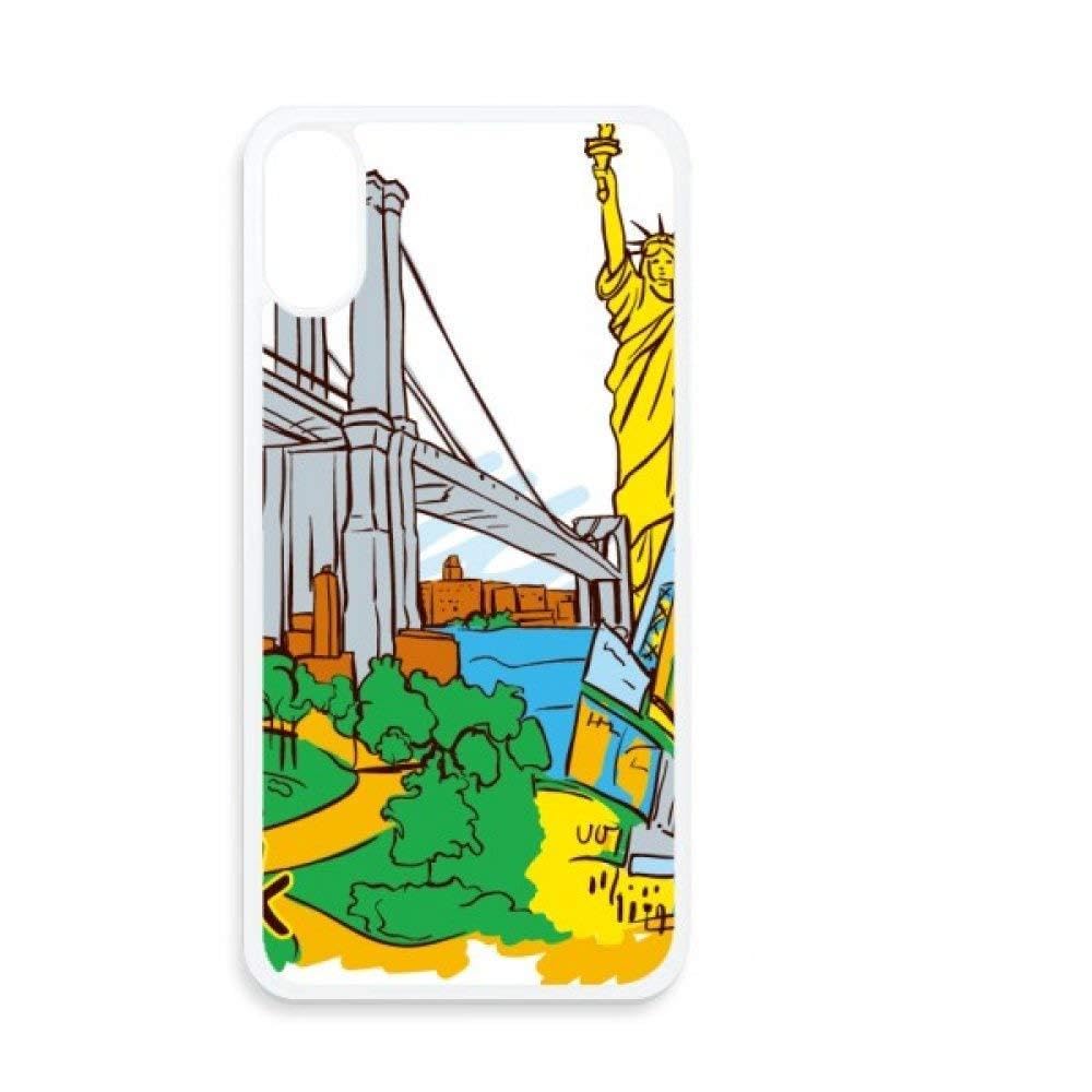 US New York America Watercolor for iPhone X Cases White Phonecase Apple Cover Case Gift