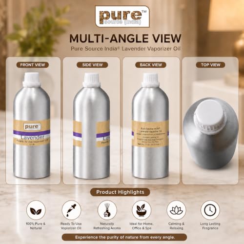 Image of Pure Source India Lavender Fragrances Vaporizer Oil Suitable for aromatherapy, Candle Making, Diffuser oil (1L)