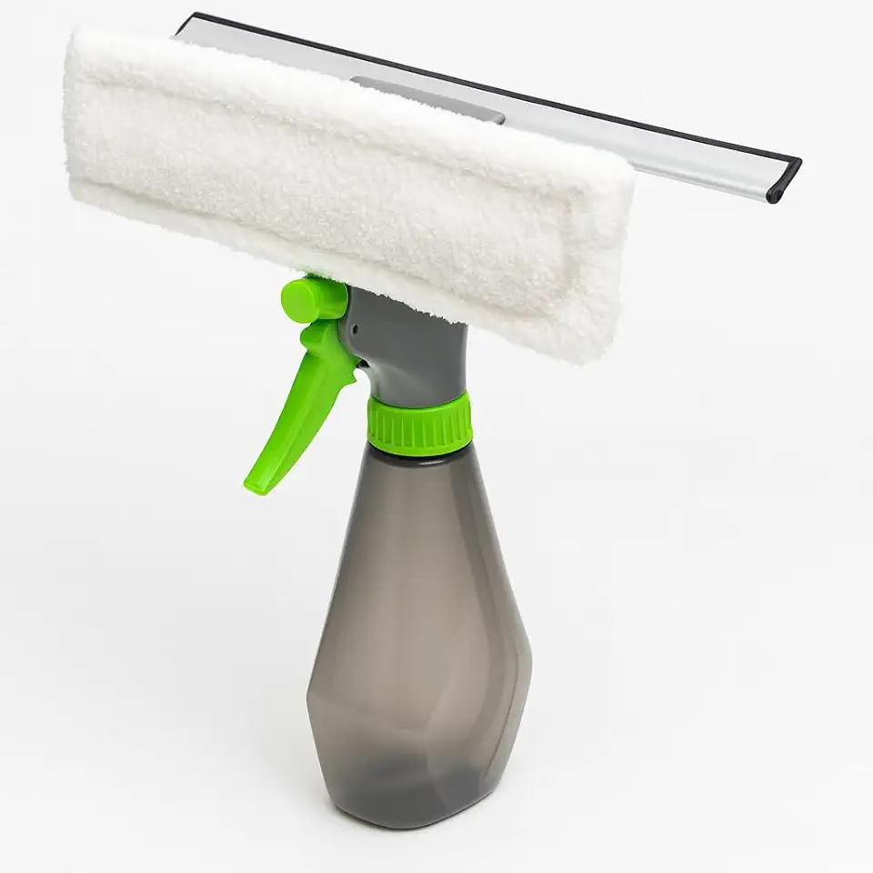 Rodo Limpa Seca Vidros Janela Multiuso Com Spray Esfregão e Borrifador Acompanha Reservatório 3 Em 1 250ml Box e Azulejos Prático e Portátil