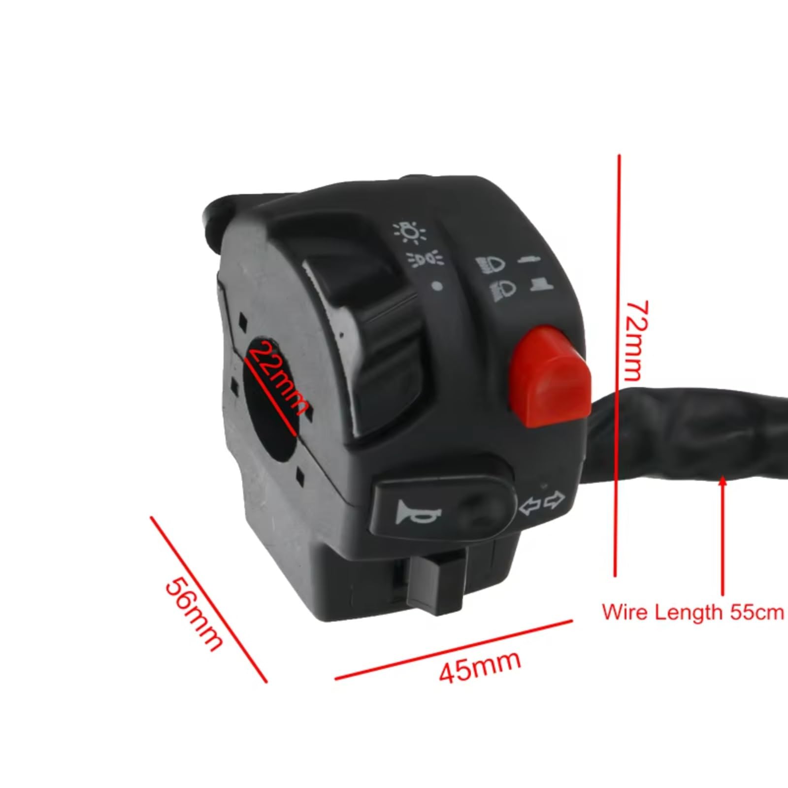 Interruptor señal moto Conjunto De Interruptor De Manillar De Motocicleta De 7/8 "para Motor Universal, Arranque Eléctrico, Bocina, Faro, Botón De Luz Antiniebla
