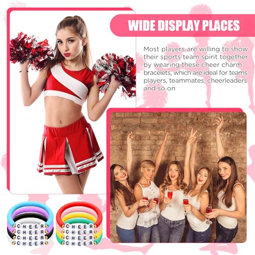 Image of Landical 24 Pcs Cheerleader Gifts Stackable Clay Bead Cheer Bracelets Friendship Bracelets Senior Night Cheer Gifts for Girls(Mix Color)