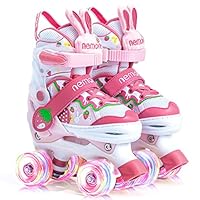NEMONE Mermaid 4 Size Adjustable Light up Roller Skates for Girls, Purple Blue Skates for Toddlers, Beginner Kids Butterfly Roller Skates Indoor Outdoor