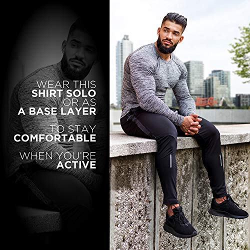 Kamo Fitness Long Sleeve Activewear T-Shirt for Men with Fast Drying and Moisture Transport (Small, Grey) - Thumbnail 3