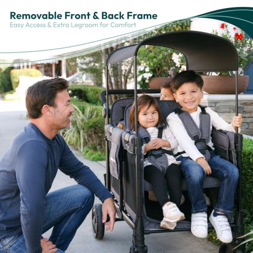 Image of WonderFold W4 Elite Pro Stroller Wagon, Aluminum Frame, 4 Seater, Jet Black